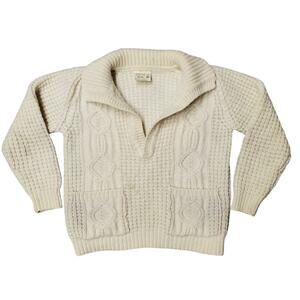 Vintage Wool Fisherman Sweater Gaeltarra Irish Handloomed Cottagecore - Medium